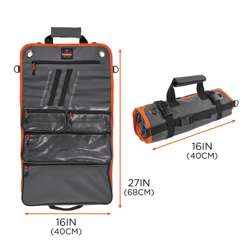 Ergodyne Arsenal 5874 Roll Up Tool Bag with Clear Zippered Pockets, Tool Organizer