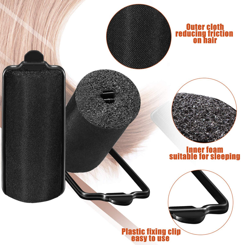 40 Pieces Satin Cloth Foam Rollers Set, Hair Rollers Hair Perm Rods 3 Size Hair Curlers with Plastic Duck Teeth Hair Clips for Hairdressing Styling (Black) | Heatless Curlers for Women's Hair, Soft Silk Rollers for Short/Long Curls, Overnight, Hairdres...