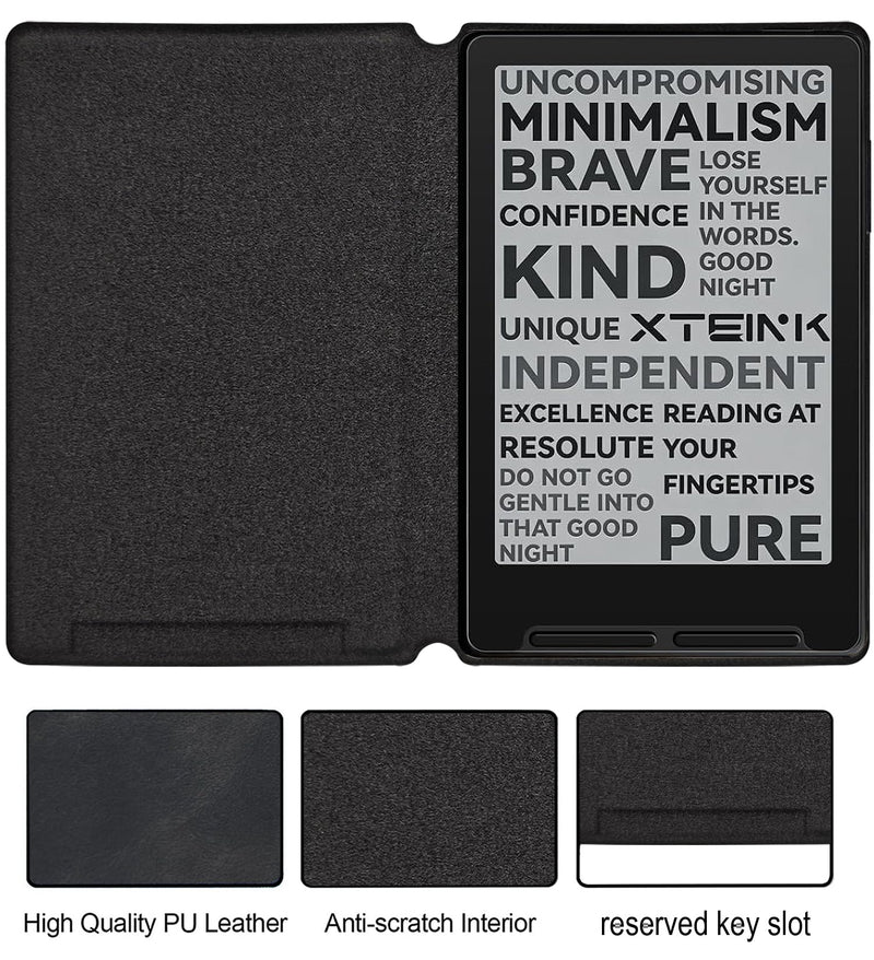 Magnetic Case for Xteink X3 E-Book Reader, Ultra-Thin Lightweight Leather Protective Cover for 3.7" Xteink X3 with Magnetic Closure (Soft-Touch Matte Black) Soft-Touch Matte Black