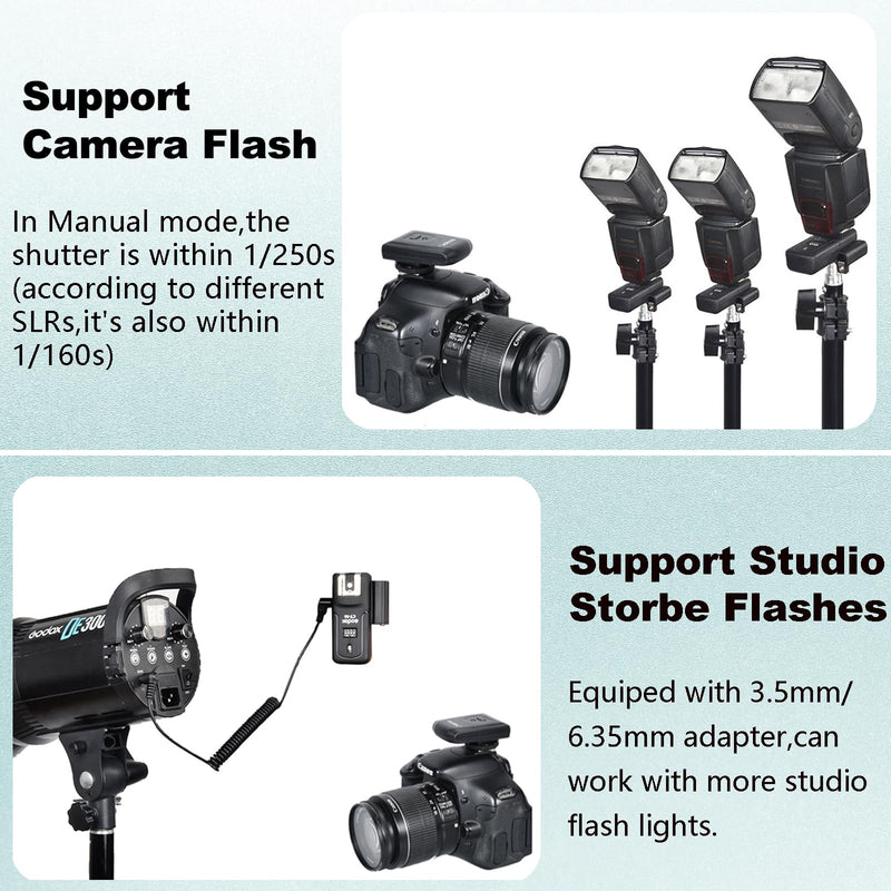 Godox CT-16 Wireless Flash Trigger with Receiver Kit,433MHz 3 in 1 Flash Transmitter and Receiver Compatible for Canon Nikon Pentax Olympus DSLR Camera Flash Speedlight Trigger,Studio Flash Lighting CT-16 3 in 1