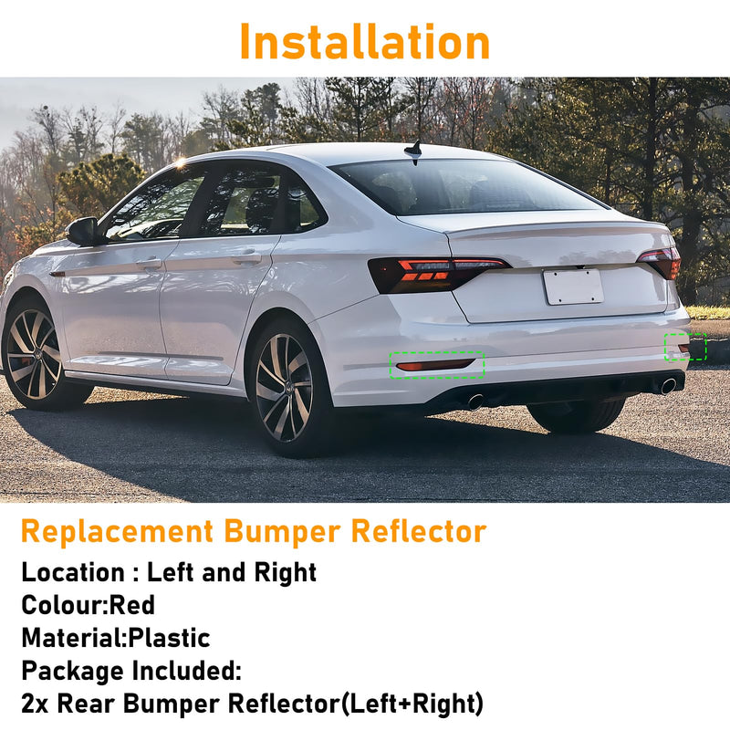 Compatible with Volkswagen Jetta Sedan Rear Bumper Reflector 2019-2021,Left Driver & Right Passenger Side Red Marker Trim Replace for 17A945105,17A945106,Jetta Back Reflector Light W/O Bulb,2PC 19-21 Jetta Rear Reflector