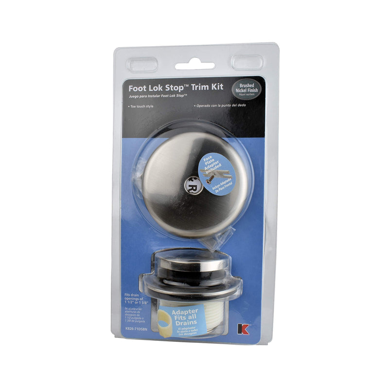 Plumb Pak K826-71DSBN Foot Lok Stop Style Universal Bath Drain Replacement Trim Kit, Brushed Nickel