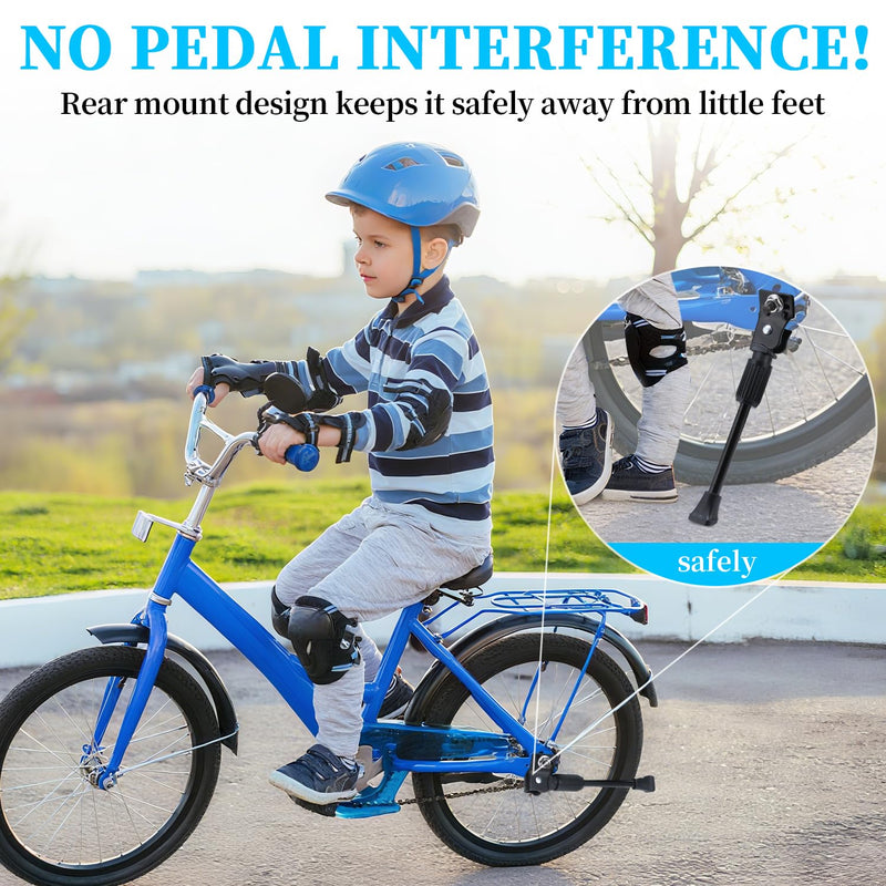 Kids Bike Kickstand Fits 12 14 16 18 20 Inch Bicycles, Aluminum Alloy Kickstand for Kids Bike with Anti-Slip Pad, Universal Fit for Mountain Road Bikes Black For 16 inch wheel