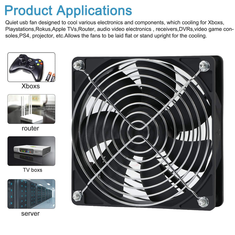 120mm 110V 115V 120V AC Powered Fan with Speed Controller DC 3V to 12V, for Router Receiver DVR PlayStation Xbox Component Cooling