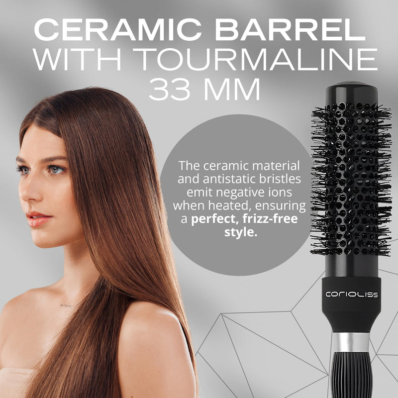 Corioliss | Hair Roller Brush for Women | Professional Hair Brush Ceramic | Ideal for Short Hair and Precise Work Styling 33 mm