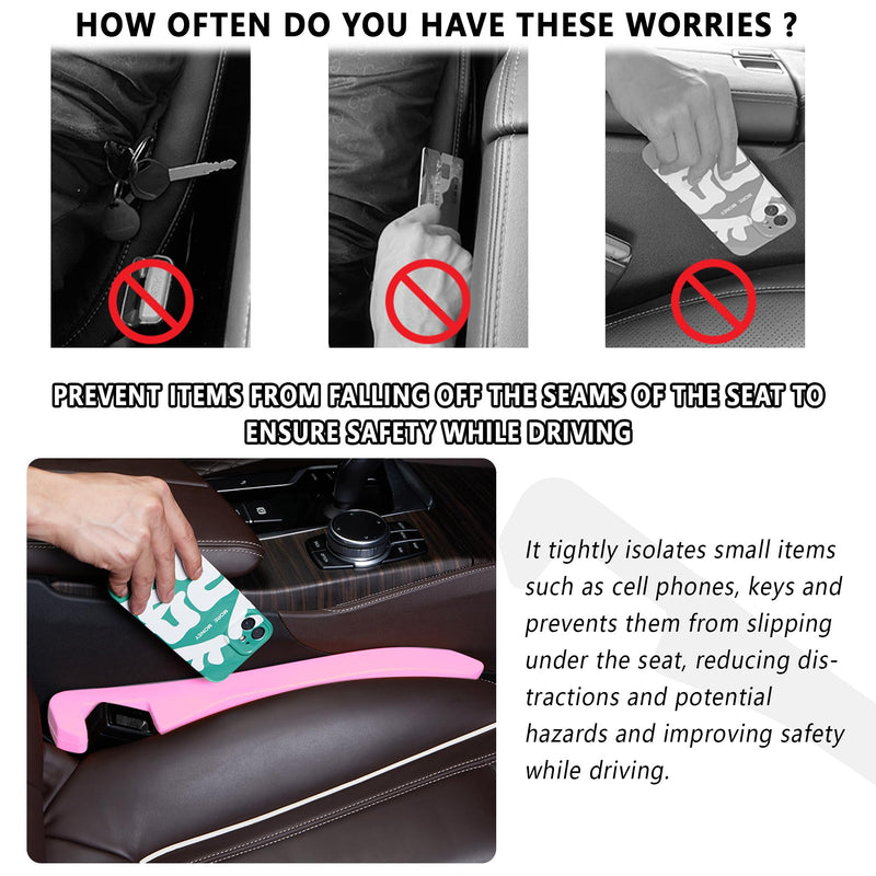 Junecarp Car Seat Gap Filler 2 Pack,Car Gap Filler Organizer to Impede Items from Dropping,Essential Interior Car Accessories Seat Gap Plug (Pink) Pink/2pcs