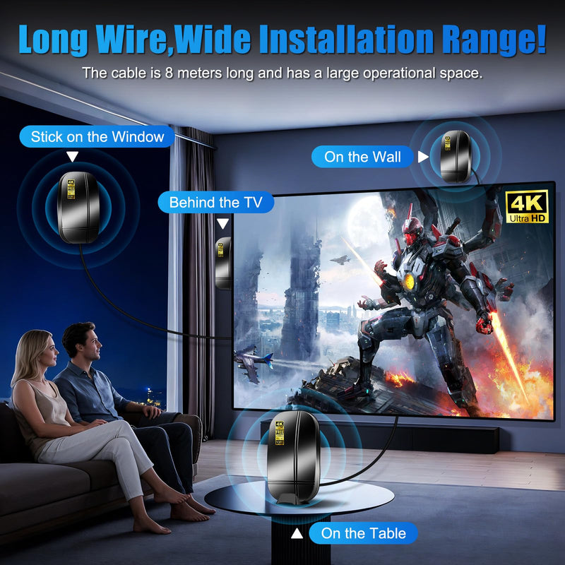 2026 Upgraded TV Antenna Indoor Outdoor,Digital Antenna for Smart TV Indoor,4K 1080P Free Local Channels, 3600+ Miles Range Digital HD TV Antenna,Built-in Base Included, Weatherproof Antenna black Small