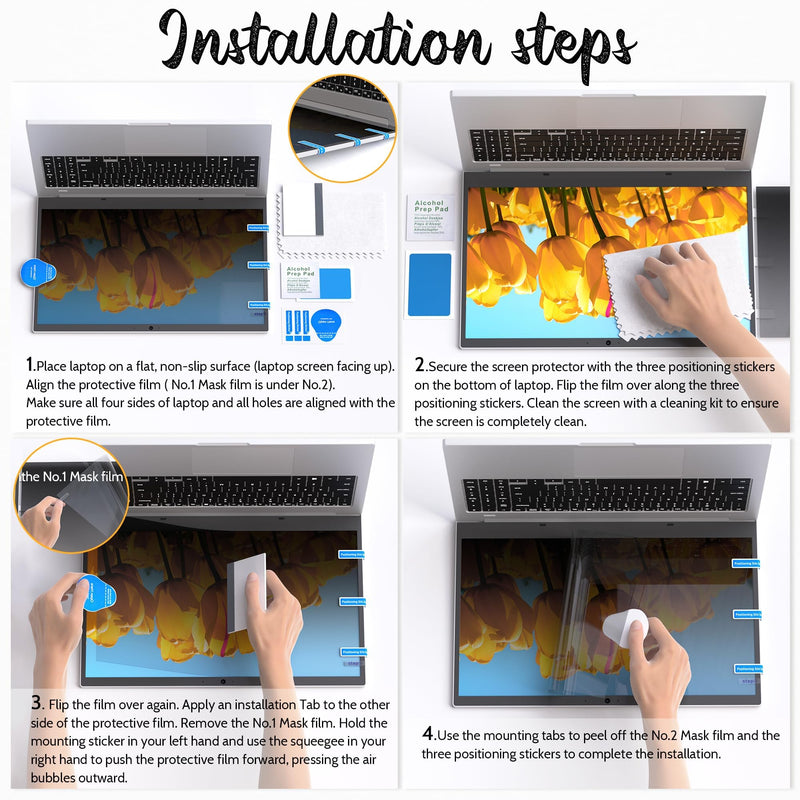 Nano Laptop Privacy Screen 15.6 Inch 16:9, No Glue Computer Monitor Privacy Shield, Matte Anti Glare Blue Light Filter Compatible with Lenovo Hp Dell Acer Asus Thinkpad Envy Xps Laptop 15.6/15 Inch (16:10 Aspect)