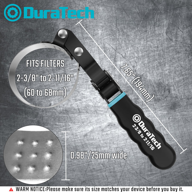 DURATECH Extra Small Swivel Oil Filter Wrench, Oil Filter Removal Tool, Fits Filters 2-3/8" to 2-11/16", Perfect for Car Repair Tools Normal
