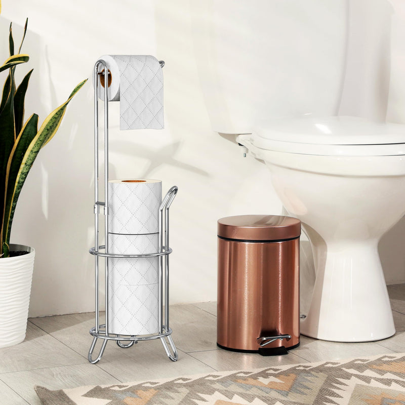 Simple Houseware Bathroom Toilet Tissue Paper Roll Storage Holder Stand, Chrome Standard