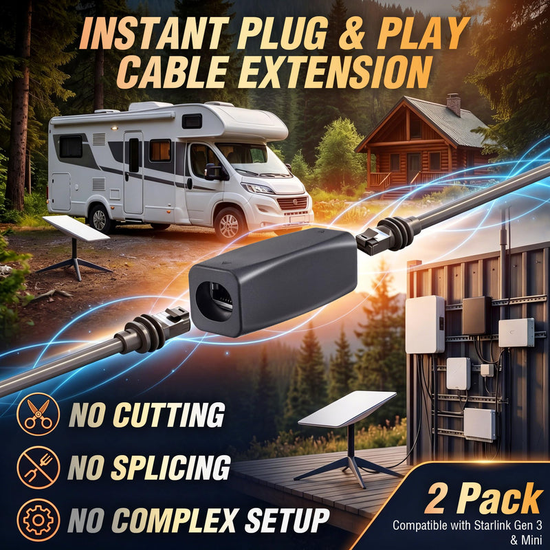 Feekoon 2 Pack Cable Coupler Adapter Compatible with Starlink Gen 3 & Mini | Cable Extension Adapter compatible with Starlink, Cat7 10Gbps Extension Cables Connector for RV Outdoor Internet Setup