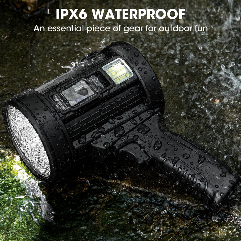 Rechargeable Spotlight, 1,000,000 Lumens Super Bright Handheld Led Flashlight, Outdoor Spot Light with Cob Light and Solar Panelsfor Boating Camping