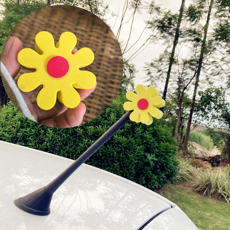 4pcsDaisy Car Antenna Topper,Auto Mirror Dangler,Aerial Ball Antenna Topper, Automotive Roof Lovely Daisy Antenna Balls Sticker Decor,Funny Daisy Antenna Hat for Vehicles,Universal Car Accessories