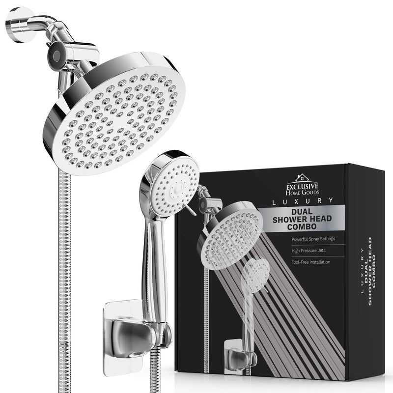 Shower Head With Handheld Combo, 6 Inch High Pressure Rainfall Showerhead With Hand Held 70 Inch Hose for Bath - Adjustable Swivel Shower Head Spray Anti-leak Nozzles - Universal Fit 2.5 GPM Chrome