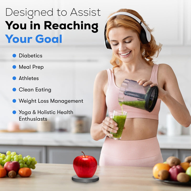 Food Scale, Portable, Rechargeable Travel Size. Smart Calories Calculator for Weight Loss, Nutrition, Diabetes, Meal Prep, Diet - Pocket Digital Coffee Scales - Free GOURMETMILES App