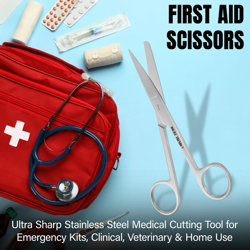 Premium Quality Stainless Steel Surgical Dressing Scissors Medical Dissecting Sharp Scissors Straight Multi Purpose General Art Craft Paper Fishing Shears (Blunt/Sharp) Blunt/Sharp