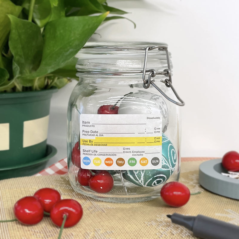 L LIKED Dissolvable Food Labels 2”x 3" No Residue Food Storage Labels for Kitchen，Washable Mason Jar Labels, Bottle Labels Easy to Write -500 Labels(Matte White… Large
