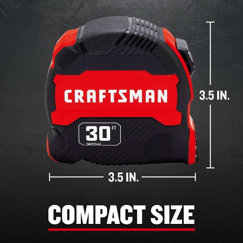 CRAFTSMAN 30-ft Tape Measure with Fraction Markings, Retractable (CMHT37445S) (Pack of 1)