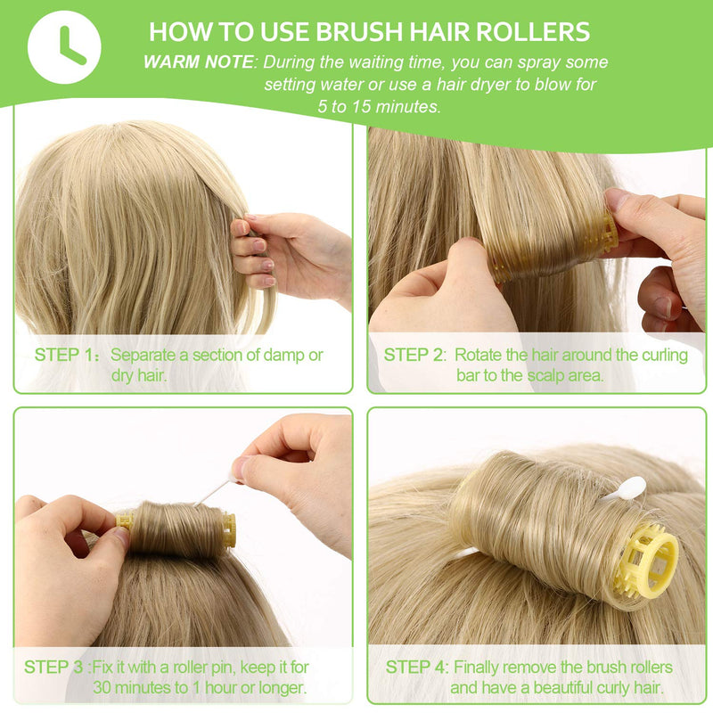 WILLBOND 24 Pcs Brush Hair Roller with Pins Plastic Mesh Hair Roller Self Grip Curler Clip for Women Long Medium Short Thick Thin Bang Barber Hairdressing Tool Home DIY Styling Salon Hairstyle Supply
