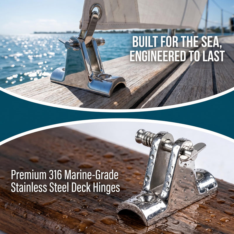 Mxeol Bimini Top Deck Hinges Fitting Concave Base Hardware with Quick Pins 4 Packs Silver 4PCS