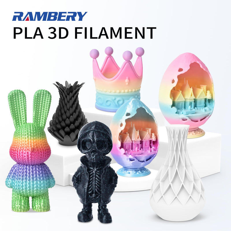 RAMBERY Matte Rainbow 3D Printer Filament Matte PLA Filament Multi-Color Change 3D Printing Filament, 1.75mm 1kg(2.2lb), Lollipop Blue Purple Pink Yellow Green B-matte Rainbow Lollipop