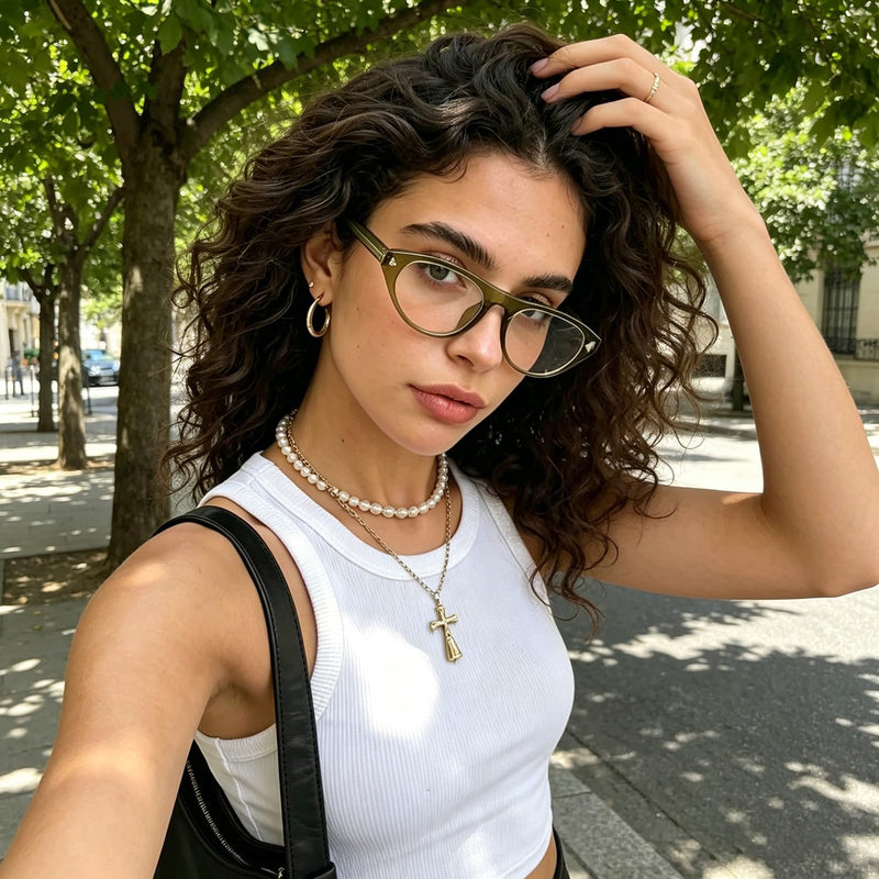 HJSTES Cateye Blue Light Glasses for Woman Men 2026 Trendy Oval Cat Eye Frame Bluelight Blocking for Computer/Reading/Selfie Green Blue Light Glasses