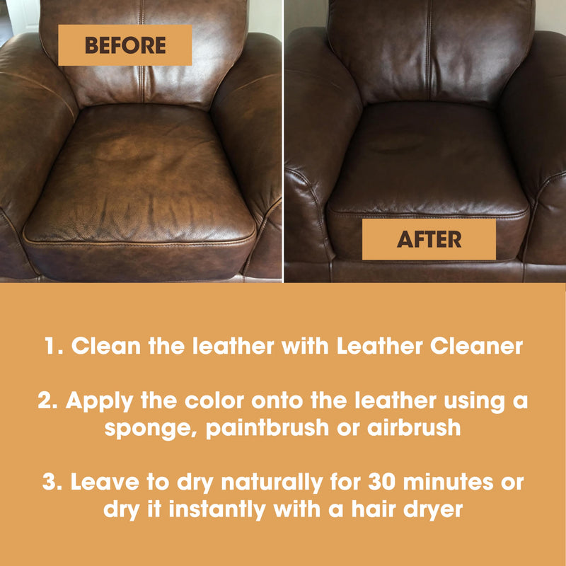 Furniture Clinic Leather Repair Paint | 2-in-1 Seal and Color | Use on Scratches, Tears, and Holes in Car Seats, Furniture | Quick and Easy Leather Repair Kit for Furniture (Black, 50ml / 1.7oz) Black