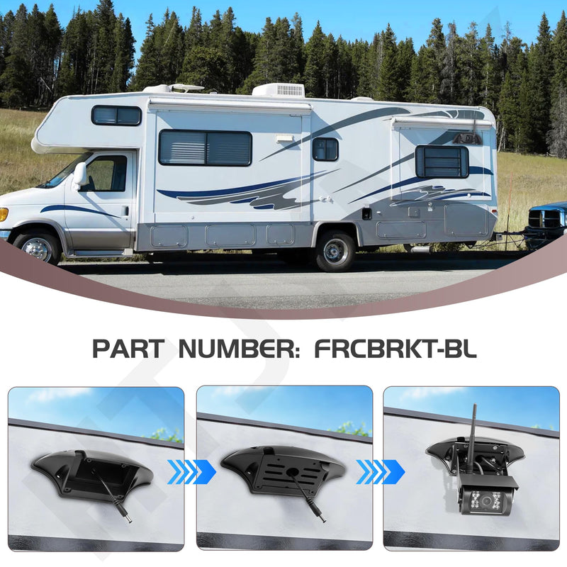 Universal Backup Camera Bracket Adapter & FRCBRKT-BL Mounting Bracket | for Fu-rrion Pre-Wired Mount Pre-Install Mounting Kit for RVs Camper 5th Wheel Trailer, w/ Pig Tail Wire Plug