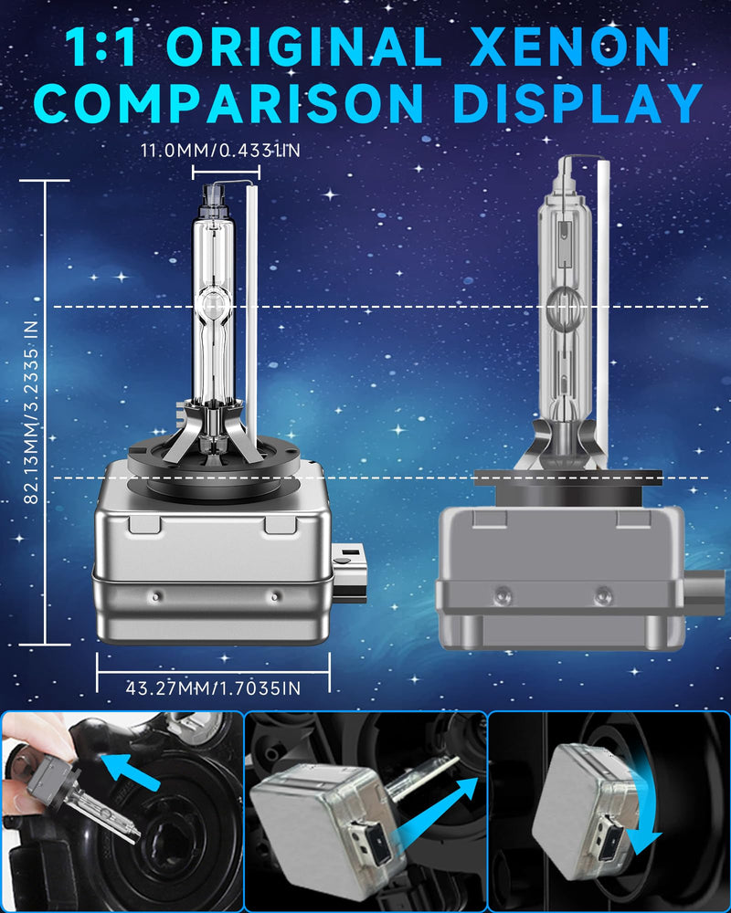 Fit for Chevrolet 2005-2013 Chevy Corvette Sport 2010-2013 Chevy Camaro D1S HID Xenon Headlight Bulbs, 350% Brightness, High Low Beam Light Bulb, 6000K Cool White, Plug and Play, Pack of 2 D1S-6000K