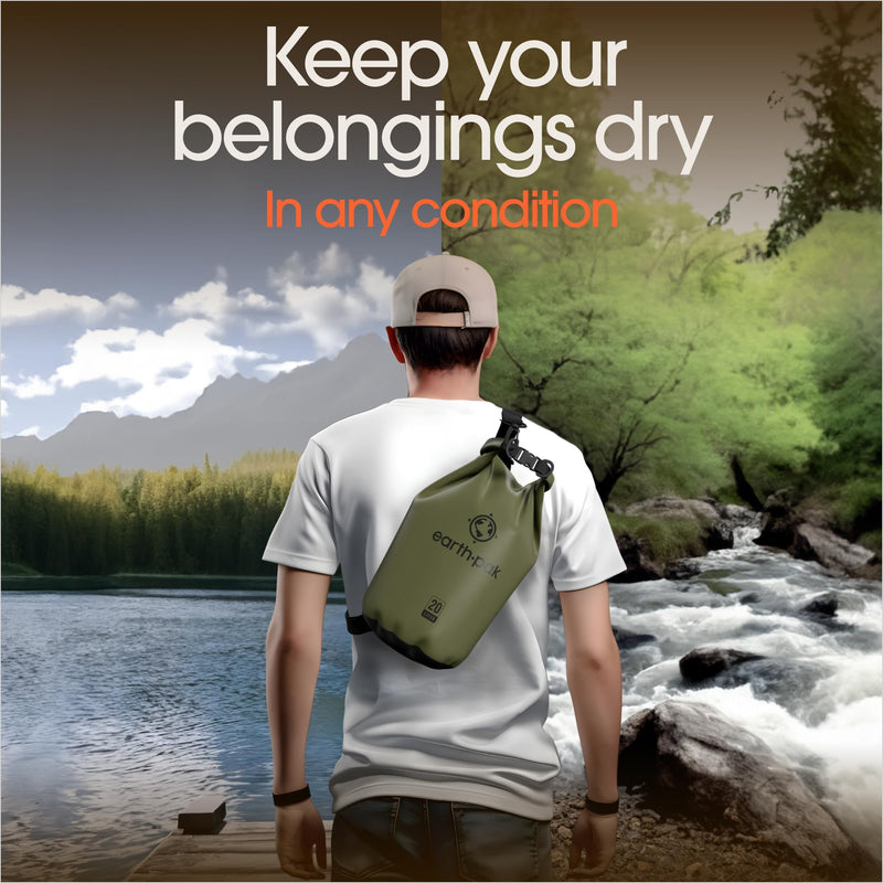 Earth Pak Waterproof Dry Bag - Roll Top Waterproof Backpack Sack Keeps Gear Dry for Kayak with Waterproof Phone Case 30L Light Blue