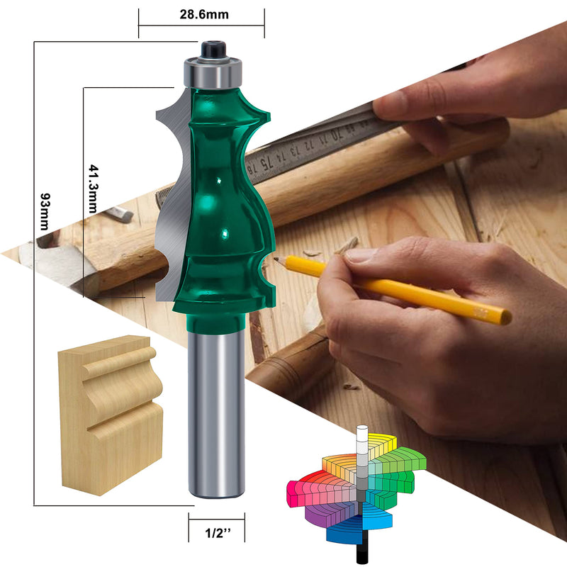 LEATBUY Router Bit 1/2-Inch Shank Door&Drawer Front Edging Router Bits Set 5 PCS Woodworking Milling Cutter Router Bits Sets Tools Carbide CNC Cabinet Router Grooving Mill Tool(YZ04) YZ04