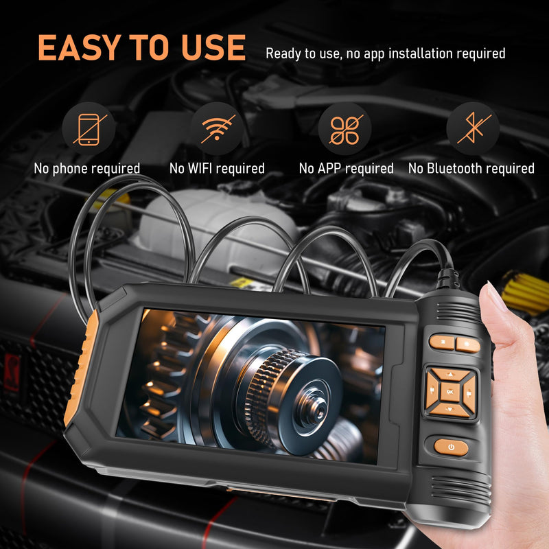 5" Dual Lens Endoscope Camera, 1080P HD Borescope with Light, 16.5FT Flexible Cable, IP67 Waterproof Snake Camera for Plumbing, Wall, and Automotive Inspections 5"Dual Lens