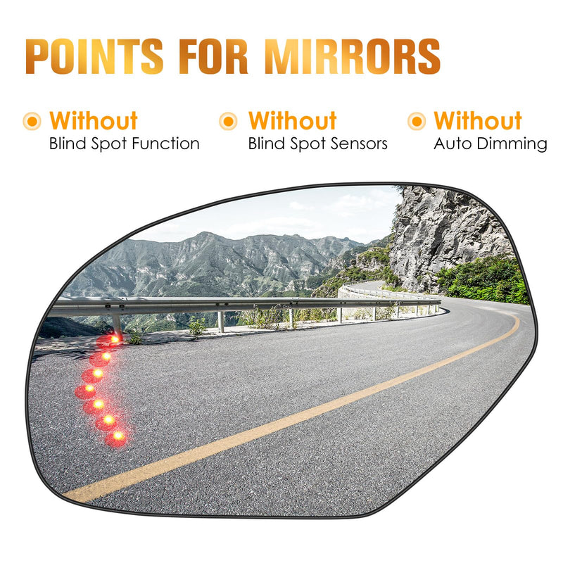 Driver Left Side Heated Mirror Glass Fits for 2007-2014 Cadillac Escalade Chevy Avalanche Silverado Suburban Tahoe GMC Sierra Yukon 1500 2500 2500HD 3500HD for GM1324138 2 PIN & 4 PIN, w/o Blind Spot