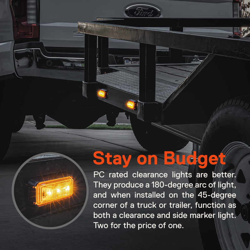 TRUE MODS 2pc 2.5" Amber LED Trailer Marker Light w/Black Bezel [DOT FMVSS 108] [SAE P2PC] [Surface Mount] [Waterproof IP67] Side Marker Lights for Trailer Truck 2 Pack Black Bezel