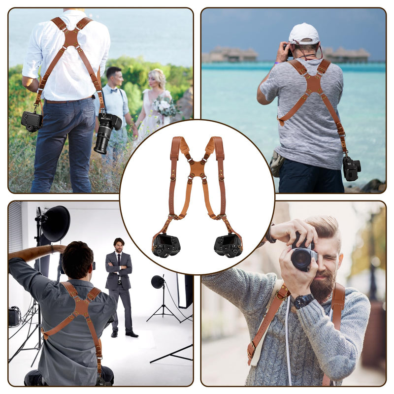 Dual Camera Harness for Photographers, Double Camera Strap for DSLR/SLR | Adjustable Camera Shoulder Strap, Professional Camera Holster for 2 Cameras, Cross-Back Sling for Wedding, Wild