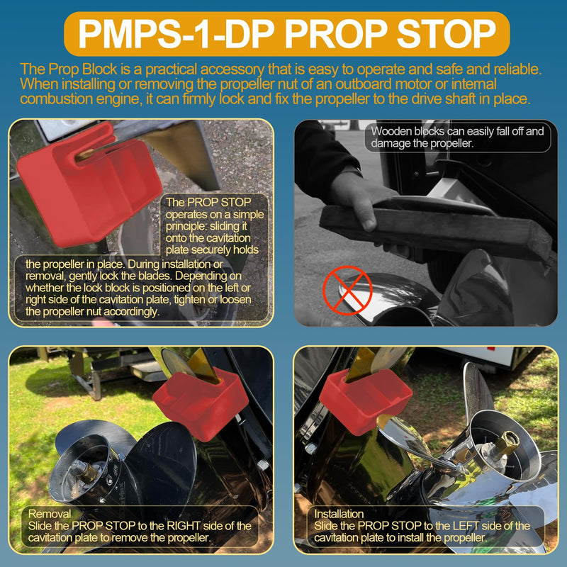 Polymer Propeller Wrench 1-1/16" Nut Wrench & Prop Stop Propeller Stop Fit Mercury/Mercruiser/OMC,Marine Boat Prop for All Outboard & Stern Drive Applications,Light-Weight, Rustproof Plastic,Red(27mm) Red Kit