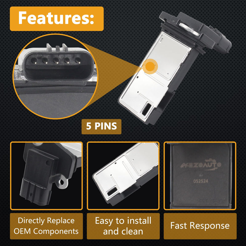  [AUSTRALIA] - Mass Air Flow Sensor Maf Meter Compatible with Acura ILX 13-14; MDX 07-13; RDX 07-14; RL 09-12 & Honda Accord 03-14; Civic 06-14; Odyssey 07-14; Pilot 09-14 & More Replace OE 37980-RNA-A01