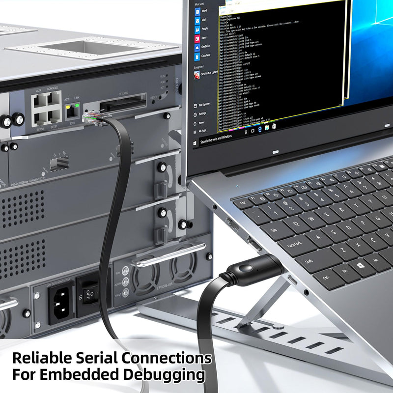 DriverGenius USB to RJ45 Serial Console Rollover Cable Adapter - Cross-Platform Compatibility for Windows 11, macOS 15, Network Management and Device Troubleshooting Tool (6FT)