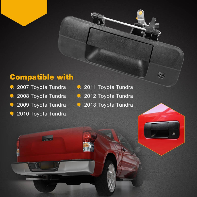 Gledewen Tailgate Handle Liftgate Latch Handle with Keyhole | for 2007-2013 Toyota Tundra | Replaces# 69090-0C040, 690900C040, 81213 Black