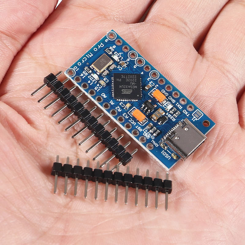 AITRIP 6PCS Pro Micro ATmega32U4 5V 16MHz Type-C Development Module Board with 2 Row pin Header Compatible arduino Leonardo Replace ATmega328 Pro Mini