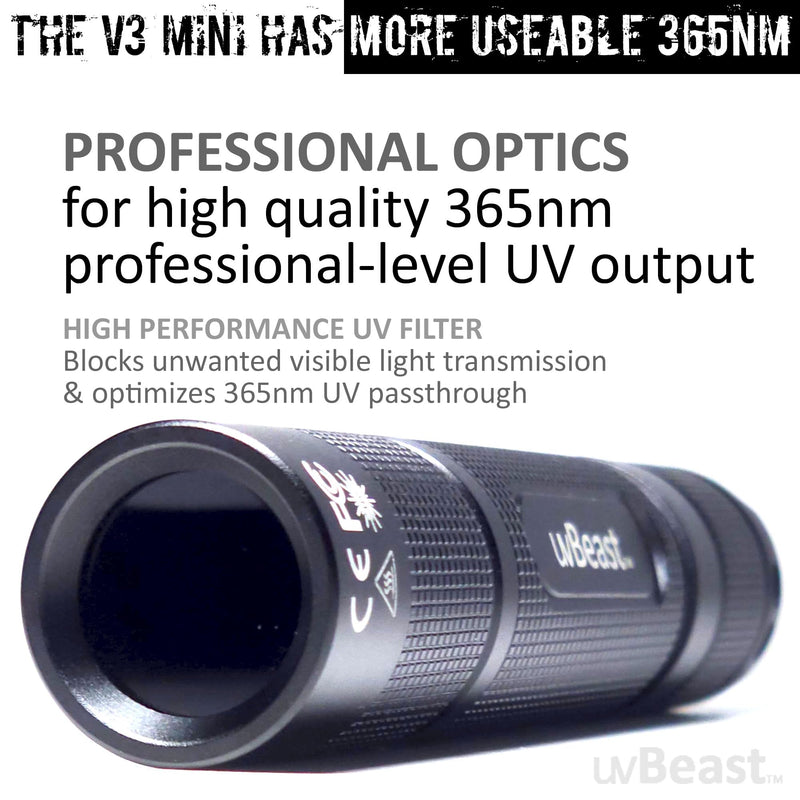 uvBeast New V3 365nm MINI - Black Light UV Flashlight – High Definition Pure Ultraviolet - Professional Grade High Power Upgraded 5 Core UV LED – USA Stock