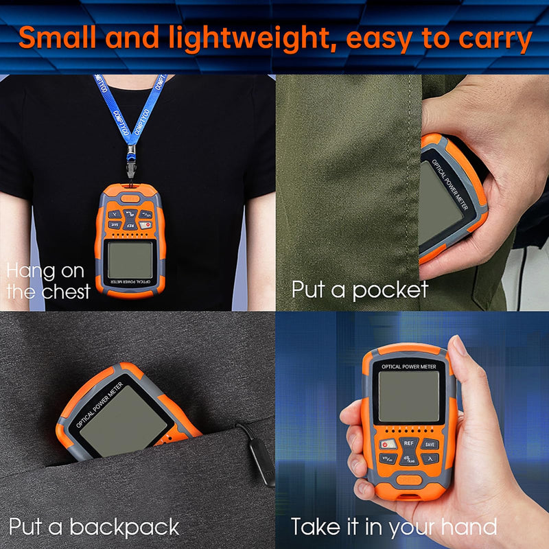 Fiber Optic Tester Portable Fiber Light Power Meter SC/FC/ST Universal Interface Fiber Tester Built-in 10Km Visual Fault Locator (OPM&VFL) with FC to LC Adapter 1