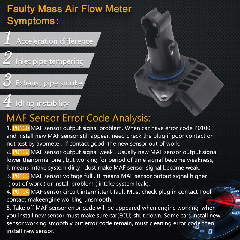 Mass Air Flow Sensor Maf Meter Compatible with Chevrolet Prizm 2000-2002 & Lexus GS430 2001-2005; SC430 2002-2010 & Toyota Corolla 2000-2002 Replace OE 22204-15010 22204-0D010 197400-2060