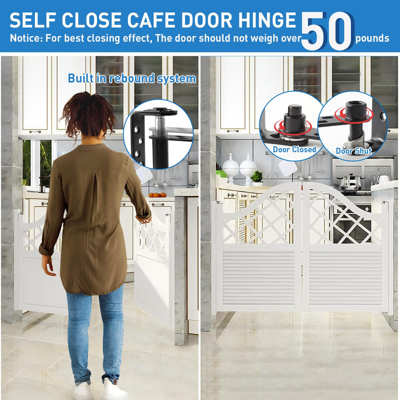 Tambee Saloon Door Hinges, Heavy Duty 304 Stainless Steel Double Swing Action Hinge Self Closing for Bar Cafe Patio Doors Black 1 Pack Swing Hinge Black 1pc