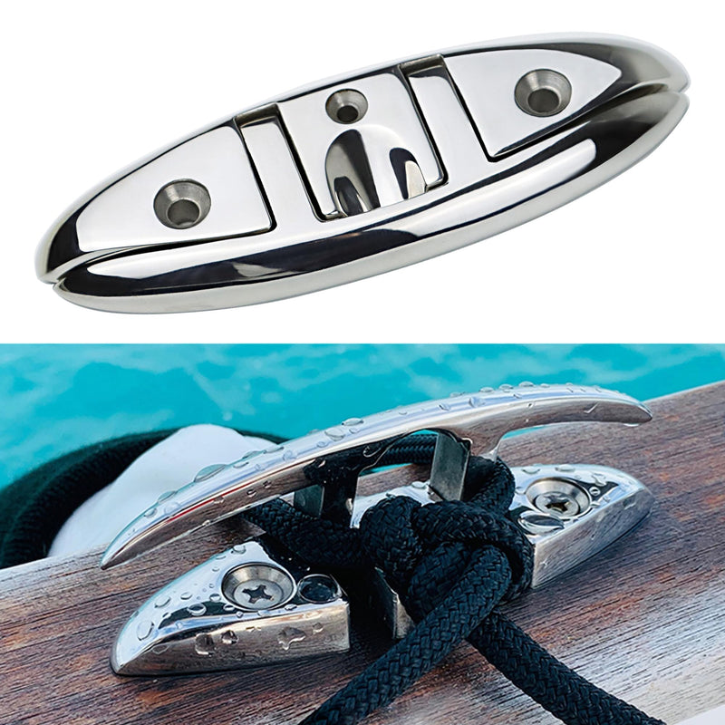 Folding Boat Cleats 5" 6" 316 Stainless Steel Flip up Dock Cleats Marine Grade Rope Cleat for Deck, Yacht with Fasteners 5" 1 Pack