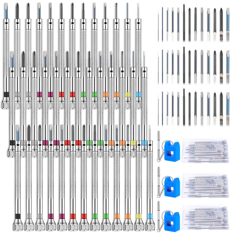 39pcs Precision Watch Screwdriver Set 0.6-2.0mm Small Jewelers Screwdriver Set High Hardness Steel Micro Cross Screwdriver Kit Glasses Repair Kit for Watch Eyeglasses Jewelry Work Electronics Repair 39