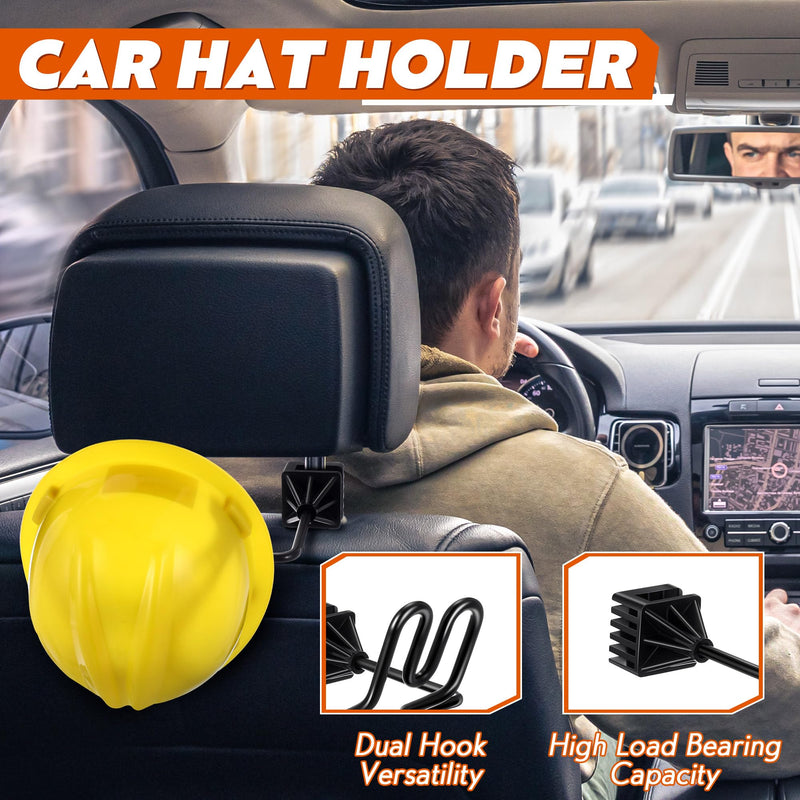 Feekoon 1 Pcs Hard Hat Hanger, Hard Hat Holder for Truck SUV Car Seat to Keep Cap Shape, Car Seat Back Organizers for Caps Clothes Cowboy