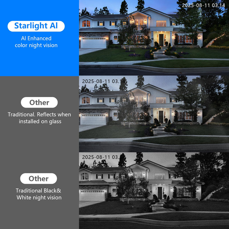 Swingers 3MP 2K Window Camera,2.4GHz & WiFi Indoor Cameras for Home Security with Phone app,Person & Motion Detection,Night Vision,Easy & Quick Install (2 Pack) White 2 PACK