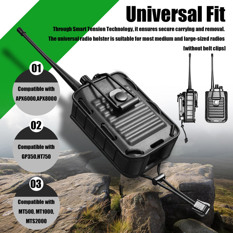 Radio Holster Holder, Walkie-Talkie Case with Duty Belt & MOLLE Vest Clip | Two Ways Polymer Radio Pouch Interphone Carrier Sheath for Police Law Enforcement Security Firefighter Rescue EMS EMT