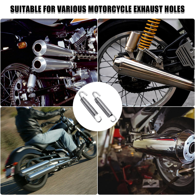 Motorcycle Exhaust Pipe Springs, 6Pcs Stainless Steel 65mm Motorcycle Exhaust Pipe Springs Muffler Exhaust Pipe Spring Hooks (Silver) Silver